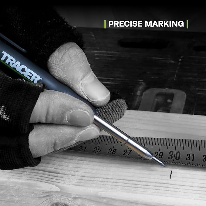Tracer 2.8mm Carpenters Pencil Deep Hole Construction Pencil | Site Holster and Pencil Sharpener Carpenter Pencils Mark Up to 5.7 Inches Woodworking Pencil - Lapiz de Construccion