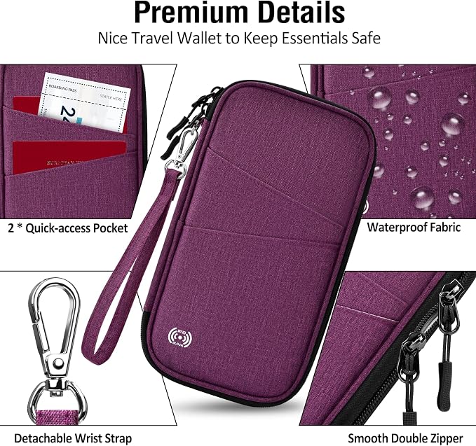 BKNOOU Passport Holder Family Rfid Blocking Travel Document Organizer,Travel Passport Wallet Waterproof Multiple Passport Holder for Traveling,Passport Organizer for Men Women