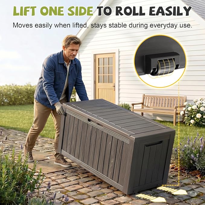 Vixzen 85 Gallon Package Delivery Boxes for Outside Secure Large Parcel Drop Storage Deck Box Outdoor Waterproof UV Resistant Resin Lockable MailBox for Porch Patio(Black)