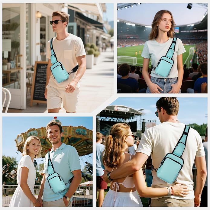 Sling Bag, Crossbody Bag with Zipper Lock, RFID Blocking & Water Resistant for Men and Women