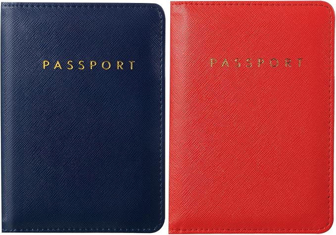 2 Pcs Passport Cover Holder for Travel Waterproof Leather Passport Wallet Case Book Travel Cruise Essentials for Women Men | 2 Pieces