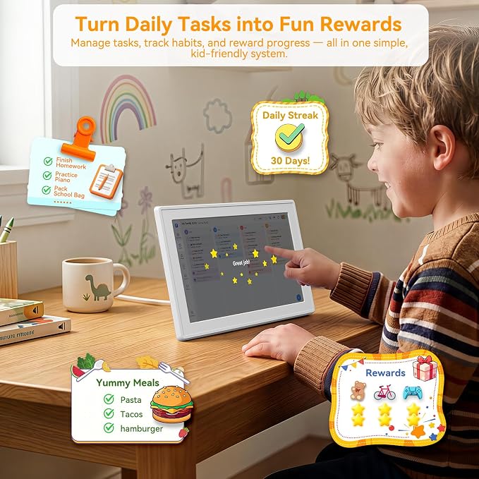 Digital Calendar 10.1-inch, 3-in-1 Electronic Smart Calendar, Photo Frame & Art Gallery WiFi Personal Planner No Subscription Meal Planner Lists & Tasks Ideal Gift for Mom Dad Family Friends
