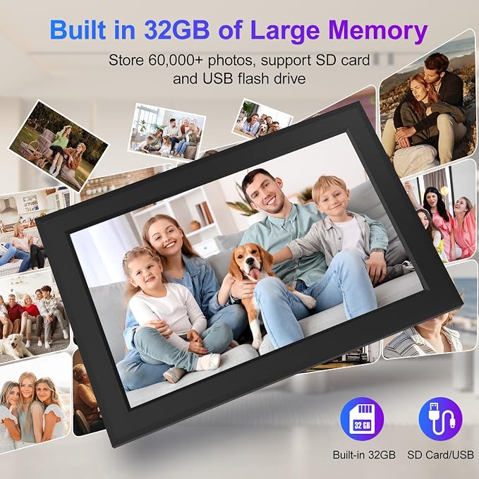 Frameo 10.1 Inch Digital Picture Frames Smart WiFi Digital Photo Frame with 1280x800 IPS Touch Screen HD, 32GB Memory, Auto-Rotate, Wall Mountable, Share Moments Instantly via Frameo App from Anywhere