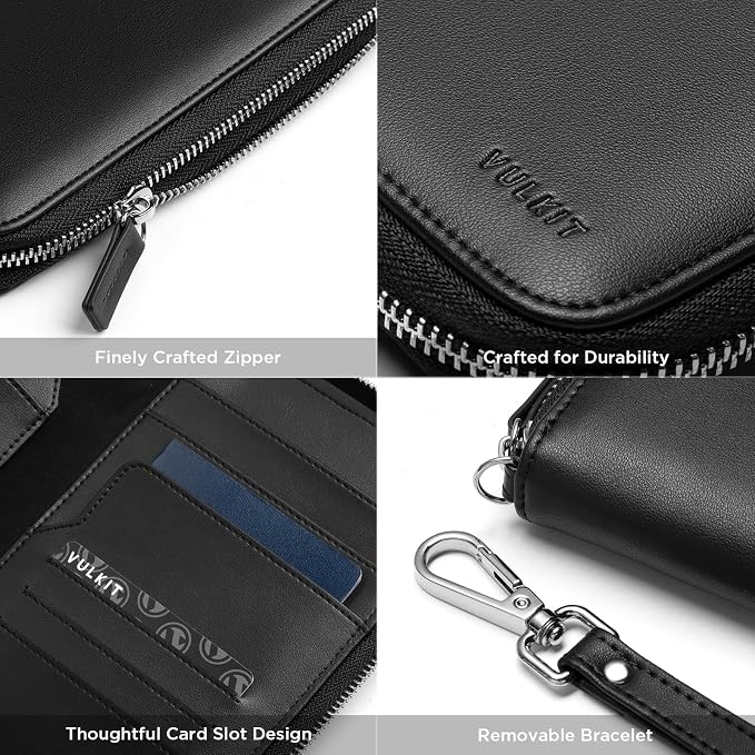 VULKIT Family Passport Holder for 4 Passports, RFID Blocking Travel Wallet | 6 Card Slots, 2 SIM Pockets, Secure Zipper Closure, Holds 4 Passports, Family Travel Essential