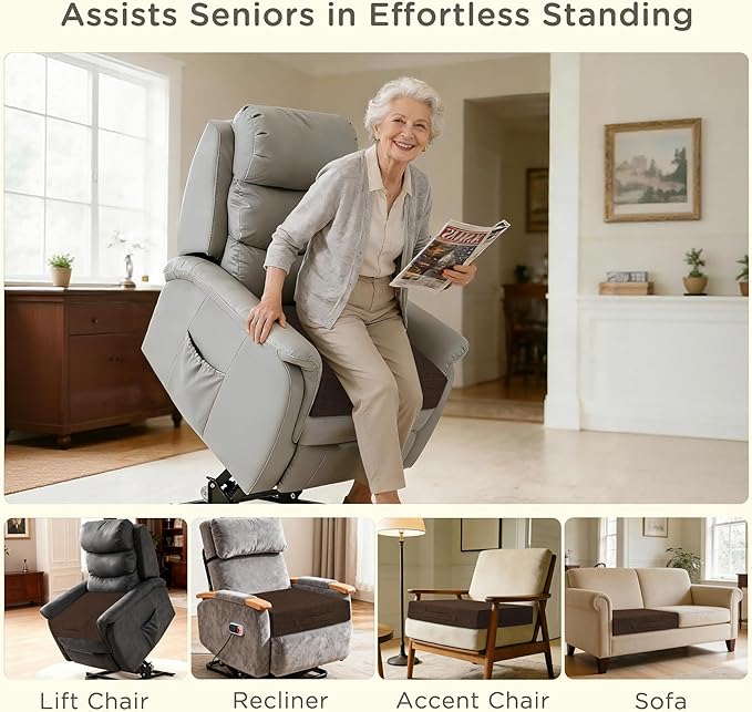 Recliner Cushions for Elderly 20x20x4 Inch Thick Large Recliner Seat Cushion with a Handle Square Non Slip Chair Pads with Washable Cover for Couch Armchair Chairs Brown