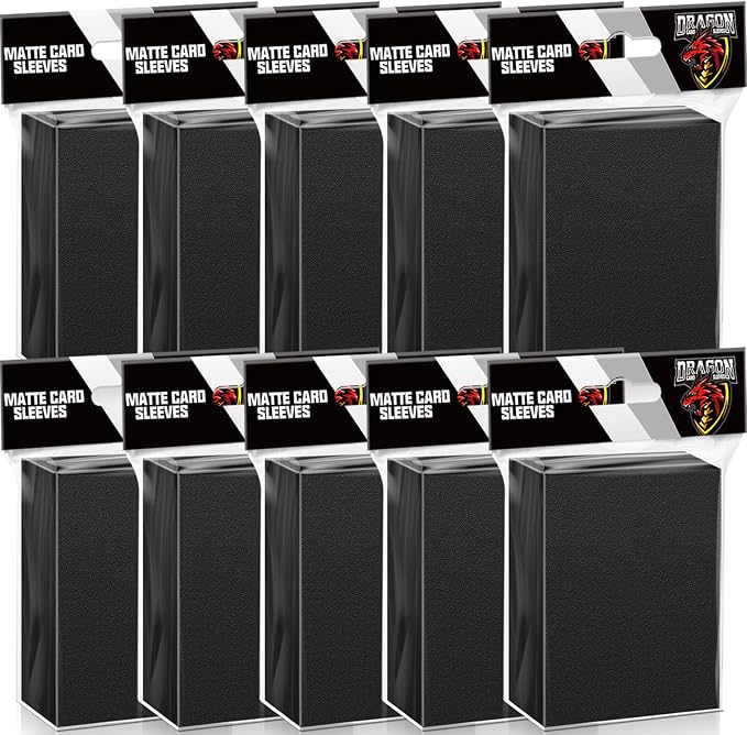 1000 Pcs Black Card Sleeves Toploaders for Trading Card, Matte Card Sleeves Deck Card Protectors Compatible with Baseball Cards, Sports Cards, Game Card