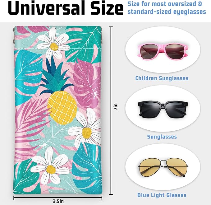 Soft Sunglasses Eyeglass Glasses Case,7x3.5inch Portable PU Leather Squeeze Top Holder Bag Pouch for Women Men