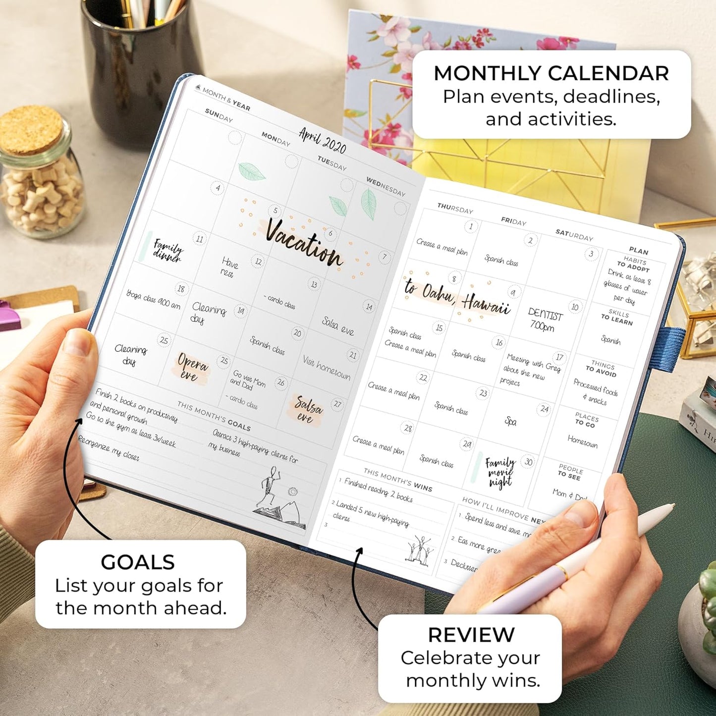 Clever Fox Planner Daily Premium – Undated Daily Planner with Hourly Schedule, Personal Organizer, Productivity Journal, 6 Months (Mystic Blue)