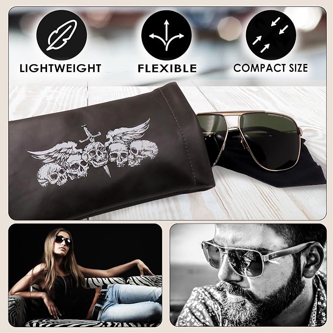 Soft Sunglasses case | Large Glasses Case Holder - Eyeglass Pouch Squeeze Top | Glasses pouch Lightweight Extra Layers