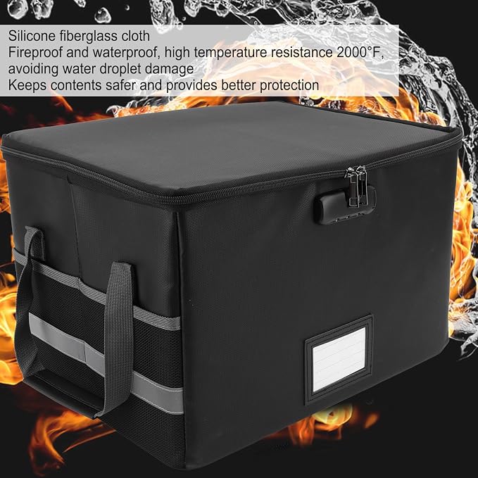 Multifunctional and Fireproof Document Box with Lock, Portable Secure File Storage Case for Home and Office, Stylebestosaxt268gf