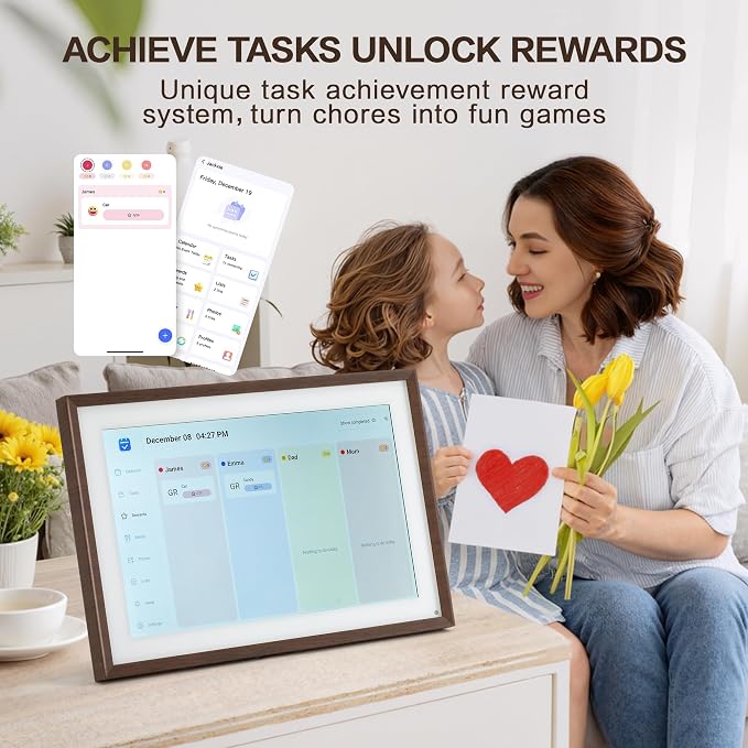 10.1 Inch Digital Calendar, Smart Electronic Calendar with HD Touch Screen - Digital Family Planner with Chore Chart, Meal Planner & Photo Frame, Multi-Calendar Sync