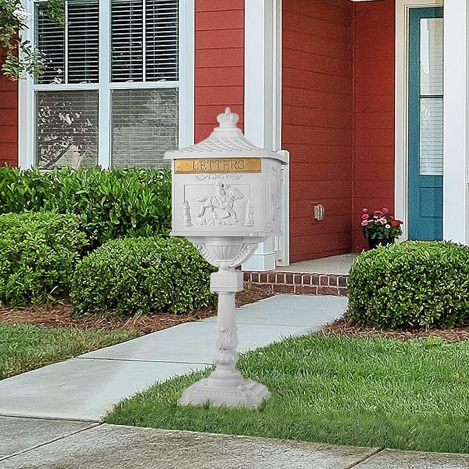 Polar Aurora Mailbox Cast Aluminum White Mail Box Postal Box Security Heavy Duty New