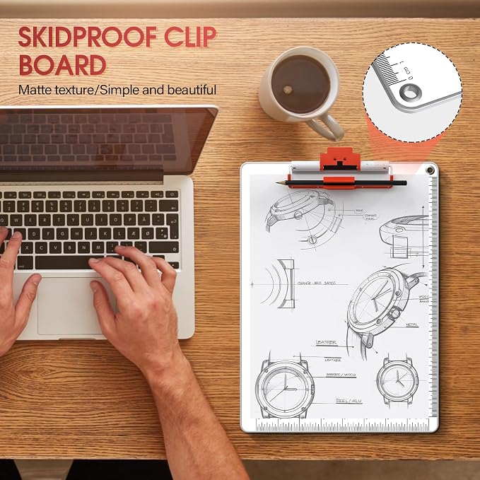 Clipboard with Pen Holder, Aluminum Frame & 2-in-1 Upgraded Clip, A4 Size 12.5 x 9 Inch, Heavy Duty Portable Writing Board with Anti-Slip Backing, for Office School Classroom Doctor Coach(2 Pack)