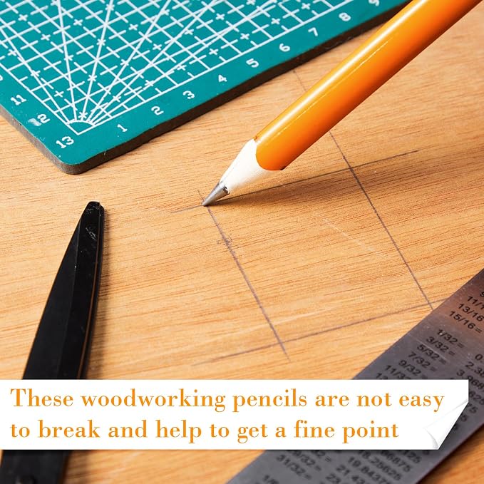 Fainne 48 Pack Jumbo Carpenter Pencils Woodworking Marking with Black Core Thick Flat Construction Pencils for Woodworkers Framers DIY Projects and Contractors(Orange)