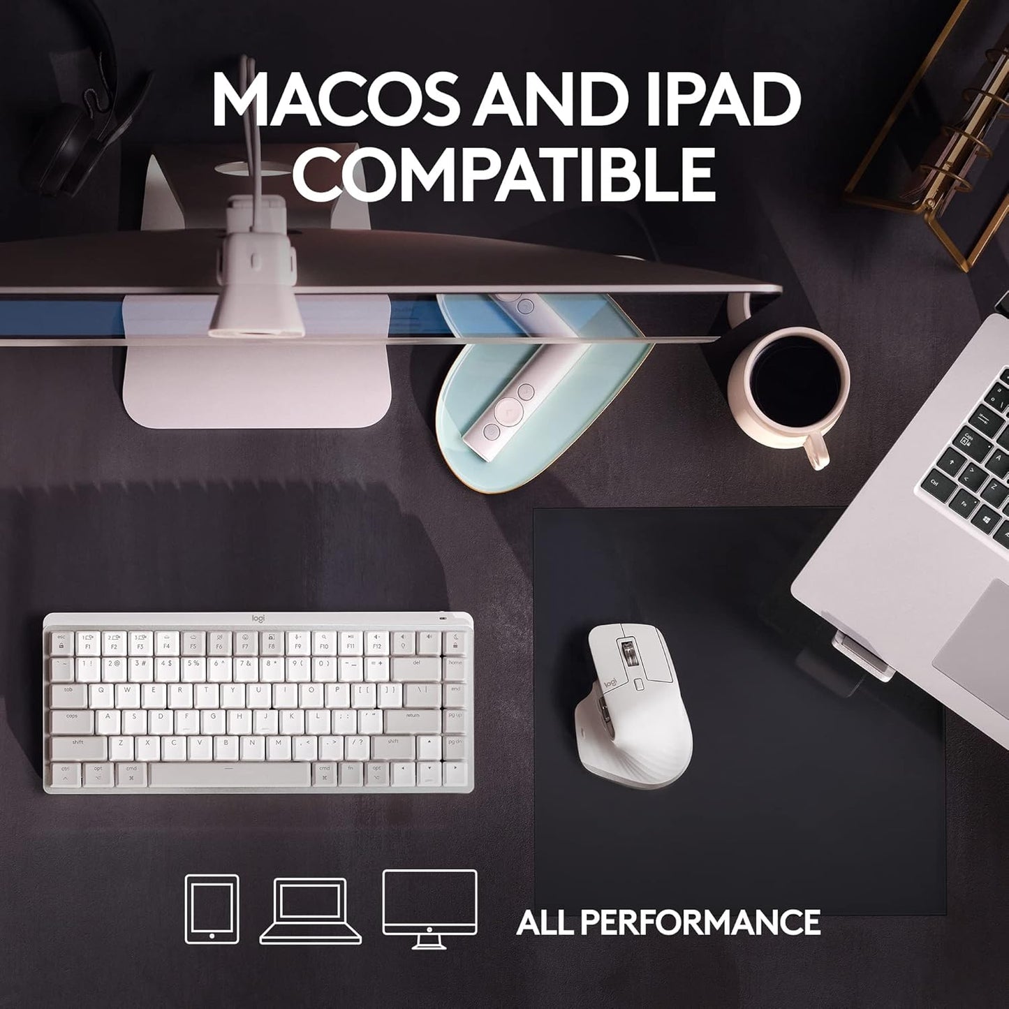 Logitech MX Master 3S for Mac - Wireless Bluetooth Mouse with Ultra-Fast Scrolling, Ergo, 8K DPI, Quiet Clicks, Track on Glass, Customization, USB-C, Apple, iPad - Pale Grey