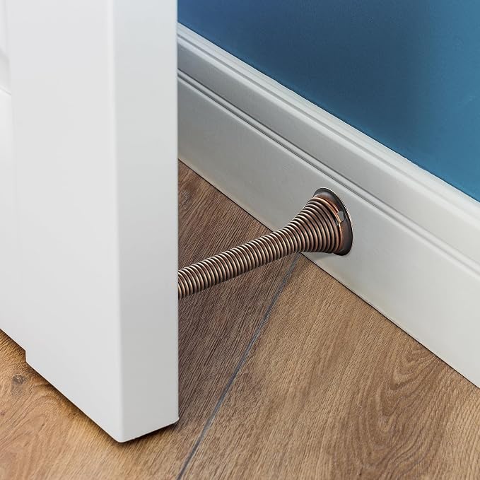 Ravinte Door Stoppers, 48 Pack Spring Door Stops with Rubber Bumper, Oil Rubbed Bronze Door Stoppers for Bottom of Door