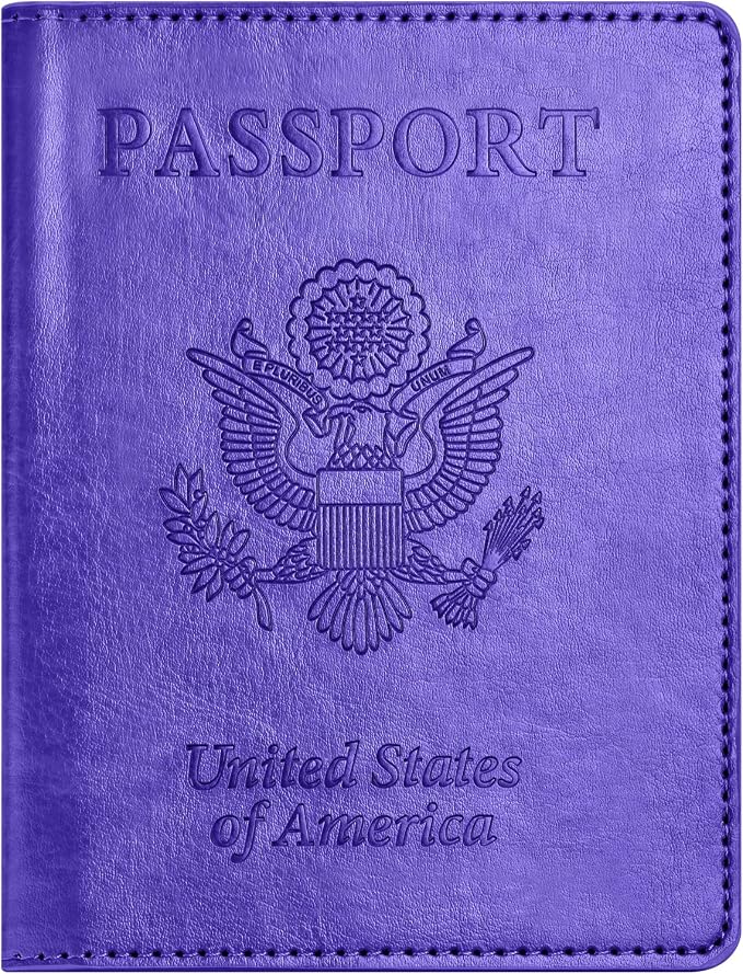 Passport and Vaccine Card Holder Combo, Passport Holder with Vaccine Card Slot, Passport Wallet, Passport Cover, Passport Case, Passport Holder for Women and Men(AKA-Bright purple)