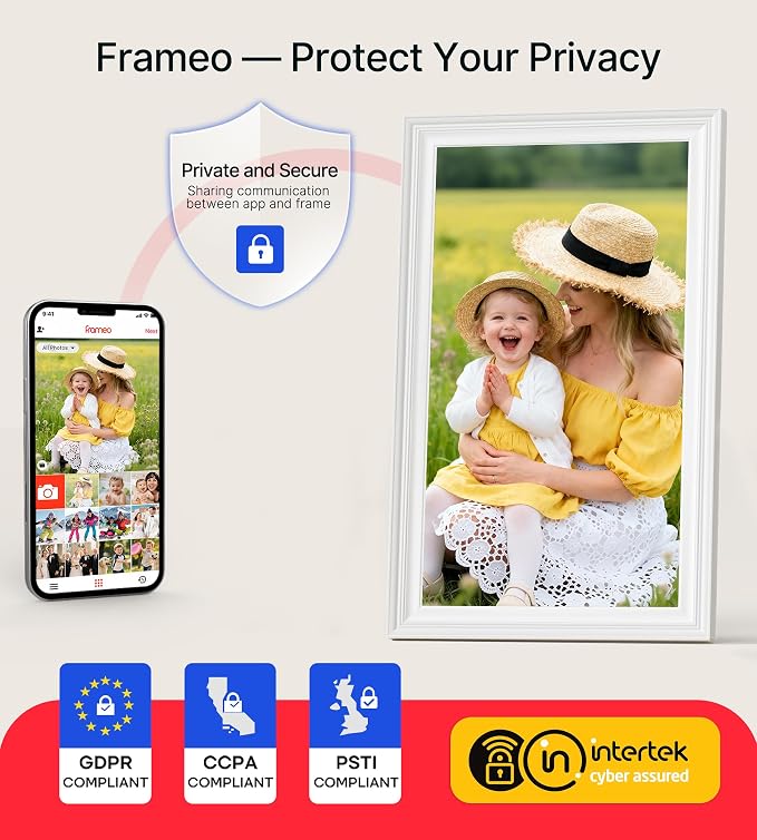 64GB Frameo 15.6" Digital Picture Frame Large 1920 x 1080 IPS FHD Touch Screen WiFi Electronic Photo Frames Share Moments Instantly Anywhere Best Gifts for Parents and Grandparents White