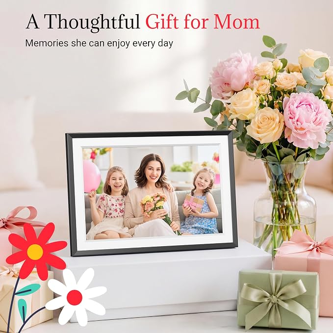 Frameo Digital Picture Frame – 10.1 Inch Smart Wi-Fi Photo Frame with Easy App Connection, Gift for Women, Mom, Grandma, Wife, Girlfriend, Wedding Share Memories Instantly via Free App
