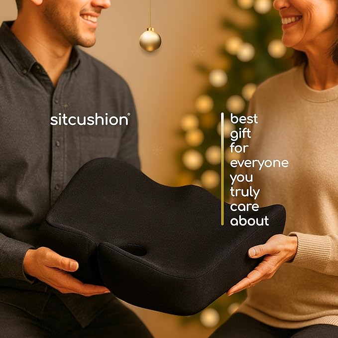 Extra Large Memory Foam Seat Cushions for Office Chairs, Pressure Relief Seat Cushion for Tailbone Pain Relief, Sciatica & Back Pain, Ergonomic Office Chair Cushion for Long Sitting & Driving (Black)