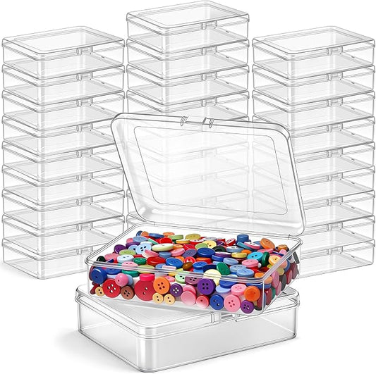 Jetec 30 Pieces Mini Plastic Clear Beads Storage Containers Box for Collecting Small Items, Beads, Jewelry, Business Cards, Game Pieces, Crafts (5 x 4 x 1.3 Inch)
