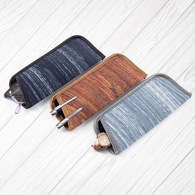 TRIUMPH VISION Reading Glasses Pouch Eyeglass Sleeve Soft Case Slim 3 Pack | Alternative to Bulky Case Lightweight，Neoprene Lined Padded Protect Optical lens Slip in, Cute Pattern Portable for Daily Use