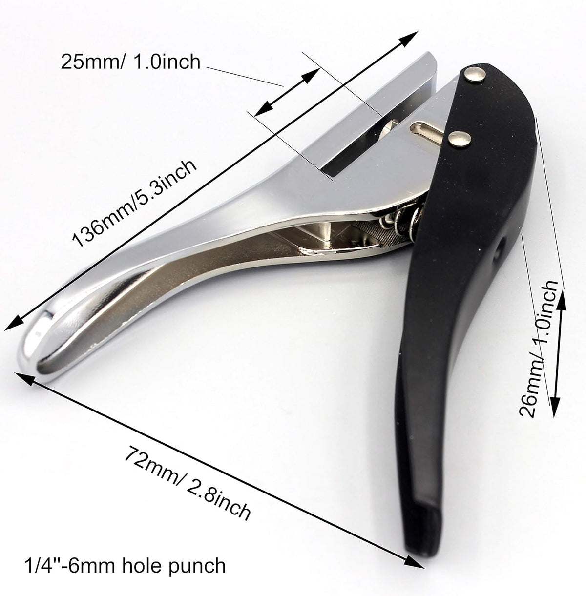 Metal Silver Hand-held 1/4 inch 6mm Round Heavy Duty Single Circle Hole Punch for ID Cards PVC Cards Badge Photos