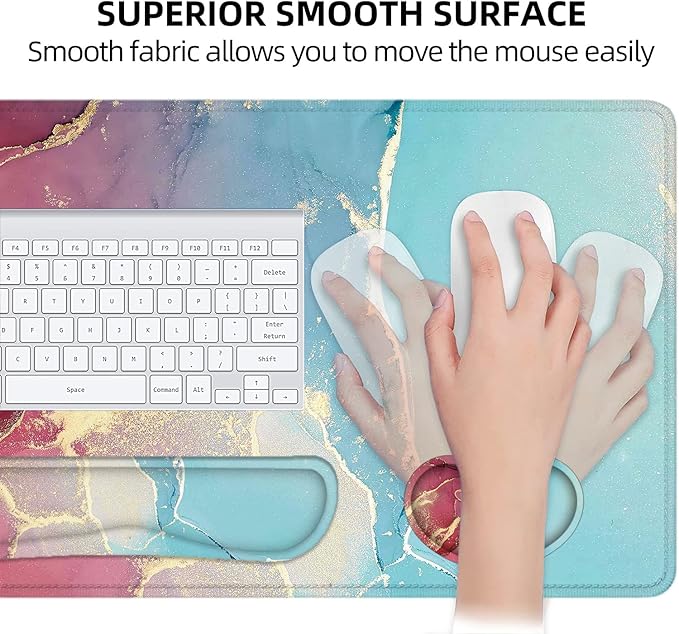 LATEEFAH Large Mouse Pad and Keyboard Wrist Rest, Desk Pad for Keyboard and Mouse, Extended Gaming Mouse Pad with Wrist Support, Waterproof Non-Slip Desk Mouse Mat for Office, Home