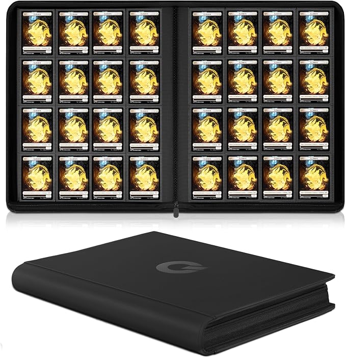 1024 Pocket Trading Card Binder Compatible with Pokemon TCG MTG Baseball Sports Cards, Trading Card Side Loading Zip Binder, Premium Leather Card Collection Storage Binders