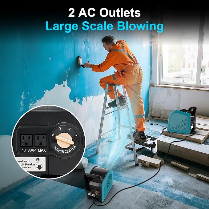 High Velocity Floor Drying Fan for Cooling, 355 CFM Air Mover Blower Fan for Job Site and Home, 3 Speeds Portable Industrial Fans for Garage, Shop, Patios, Attic, Blue