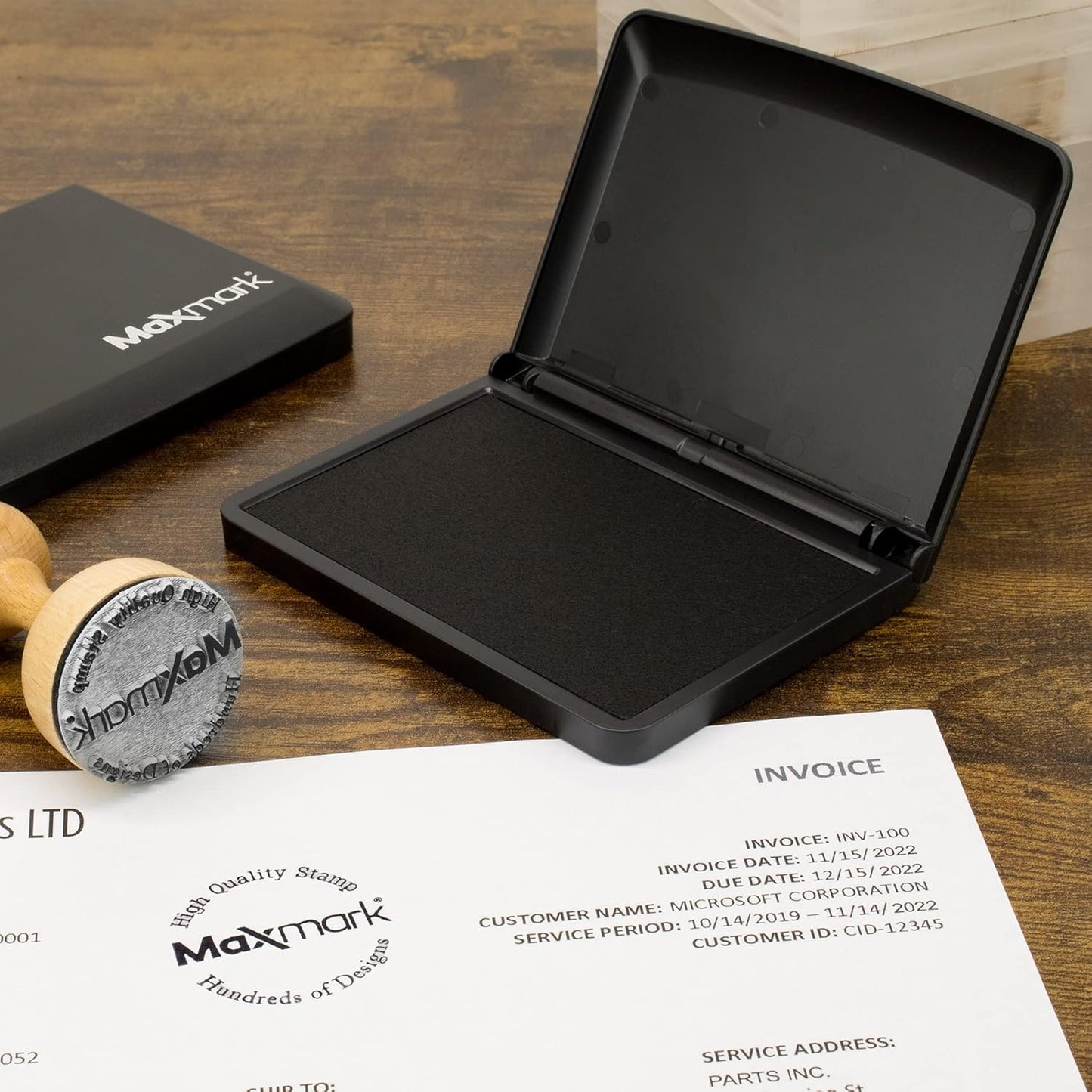 MaxMark Large Premium Gray Ink Stamp Pad - 3.5" x 6.25" - Quality Felt Pad