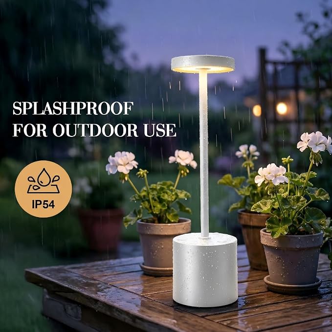 AUDLES White Cordless Table Lamp Set of 2, USB Rechargeable Touch Dimmable | Desk lamp with 3 color temperatures, touch control, USB charging, IP54 rated for bedroom, dorm, office, and nightstand