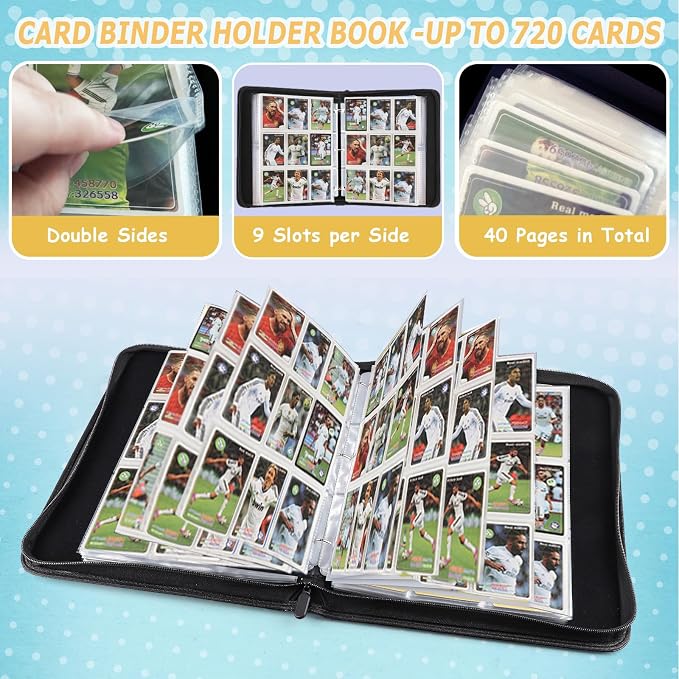 Trading Card Binder,9-Pocket Binder for Trading Cards Holds 720 Cards,Premium Collector Card Album for Standard Cards,Card Collection Folder for MTG,TCG,Yugioh,Game Cards (A-orange)