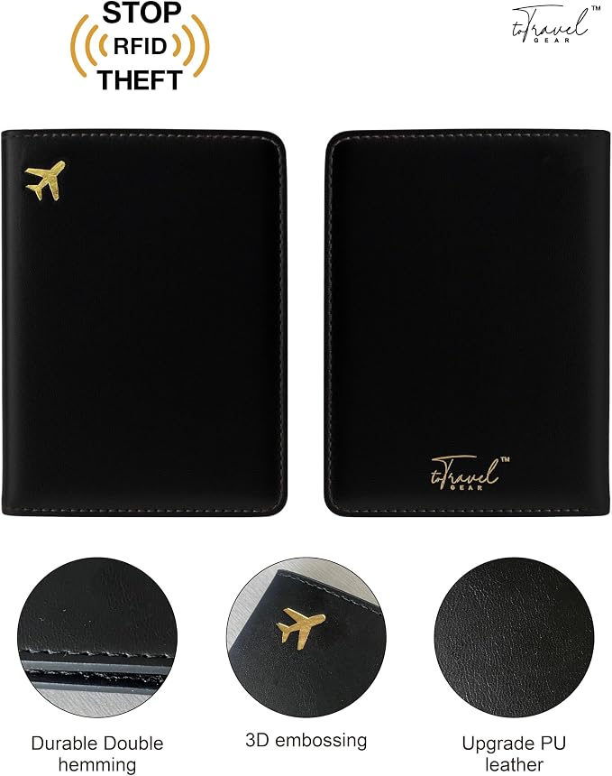 Passport Holder for Travel, RFID Blocking Waterproof PU Leather Travel Passport Cover Case Wallet