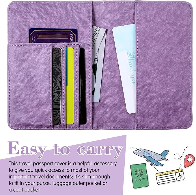 2 Pcs Passport Cover Holder for Travel Waterproof Leather Passport Wallet Case Book Travel Cruise Essentials for Women Men | 2 Pieces