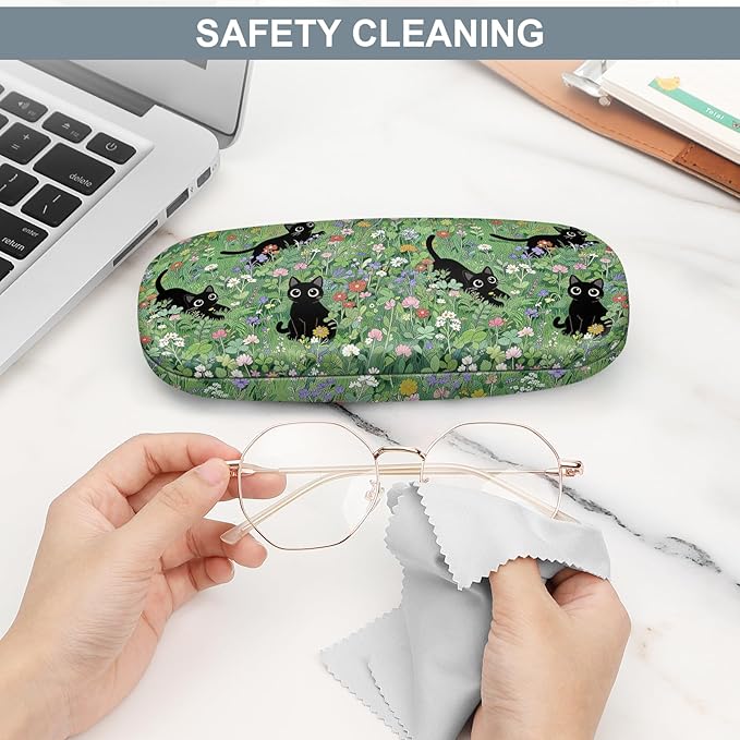 FINTIE Hard Shell Eyeglasses Case, Portable Protective Glasses Cover Eyeglass Holder Box with Cleaning Cloth for Men Women