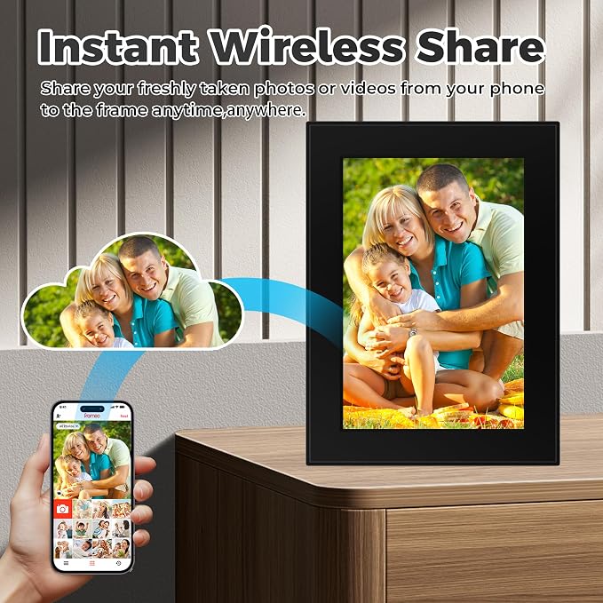 Frameo 11 Inch WiFi Digital Picture Frame with 64GB Memory, Touch Screen & Auto Rotate | Instant Photo/Video Sharing via App, 1920x1280 HD Display, SD Card/USB/WiFi 6 Upload, Gi-ft for Family