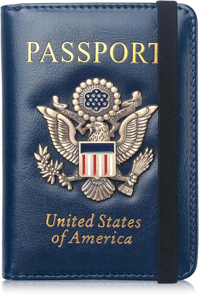 Coowayze Passport Holder for Men Women RFID Blocking US Passport Cover Case, Waterproof Leather Passport Book Protector with Vaccine Card Slot Travel Document Organizer