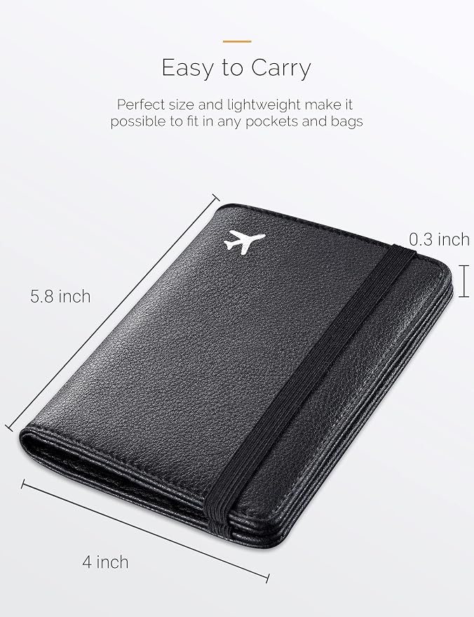 Mymazn Black Passport Holder Passport Wallet with Clear Pocket Passport and Vaccine Card Holder Combo Passport Cover Passport Case with RFID Blocking Clear Pocket for Vaccine Card (black)