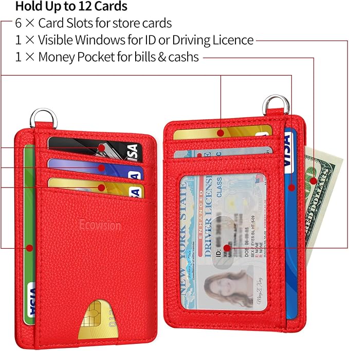 Slim Minimalist Front Pocket Wallet, RFID Blocking Credit Card Holder Wallet with Detachable D-Shackle for Men Women