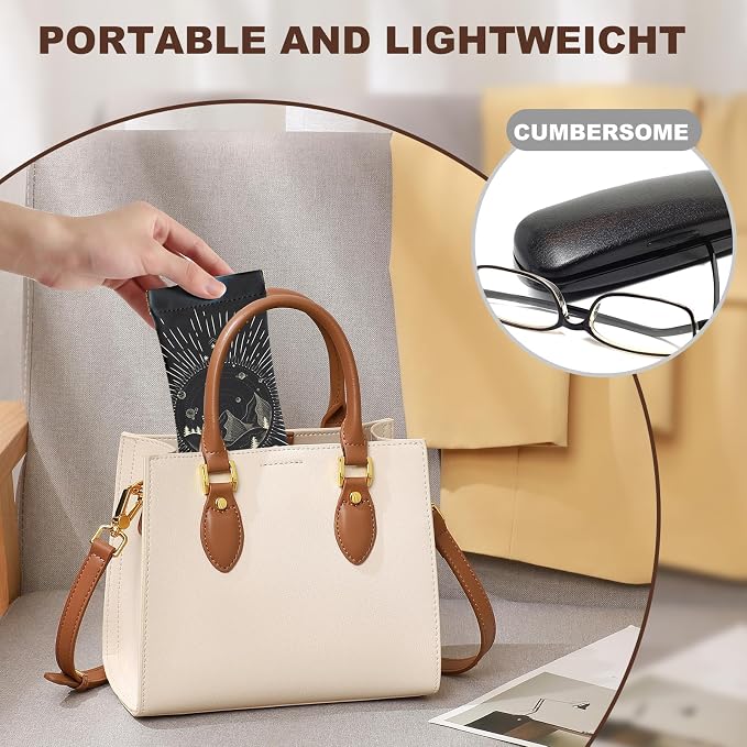 Anikathy 2Pcs Sunglass Eyeglass Glasses Case Soft PU Leather with Cleaning Cloth Cute Glasses Pouch Bag for Men Women Girs
