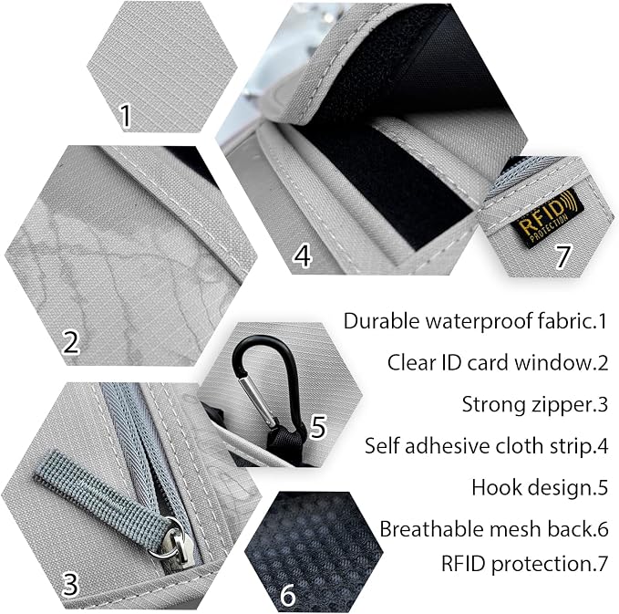 Travel Neck Wallet, RFID Blocking Passport Holder with Adjustable Neck Strap for Men and Women to Keep Cash, Credit Cards and Travel Documents Safe - Grey