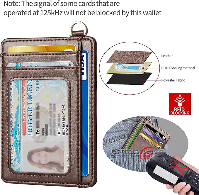 Slim Minimalist Front Pocket Wallet, RFID Blocking Credit Card Holder Wallet with Detachable D-Shackle for Men Women