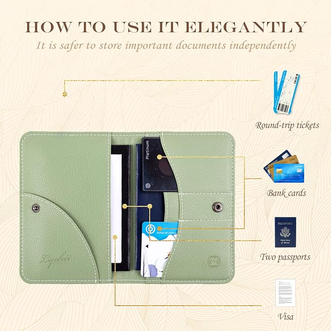 Lychii Passport Holder, RFID Blocking Travel Wallet, Slim Passport Cover | PU Leather Protector Case for Quick TSA Access, Secure Boarding Passes & ID Cards for Men Women, Travel Accessories