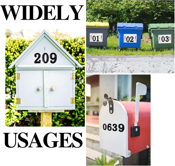 opasyo 30 Pieces Mailbox Numbers for Outside 2 inch 0-9 Self-Adhesive Mail Box Numbers,3D Gold House Numbers for Mailbox, Apartment, House, Trash Bins,Office Hotel Room (Black, 2inch)
