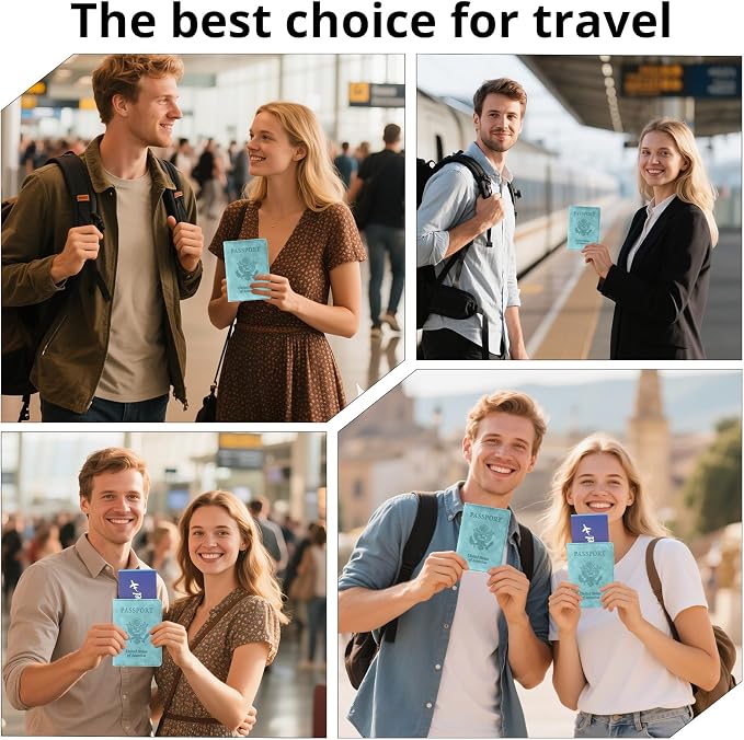 Passport Holder for Travel Essentials,RFID Blocking Passport Cover Wallet Card Case for Women and Men (Light Green)