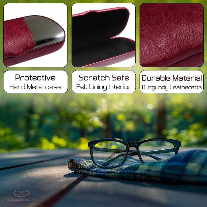 MyEyeglassCase Men Small Glasses case - Eyeglasses Hard Shell Holder Pouch & Cloth-Reading Slim & Narrow Case Heavy Duty