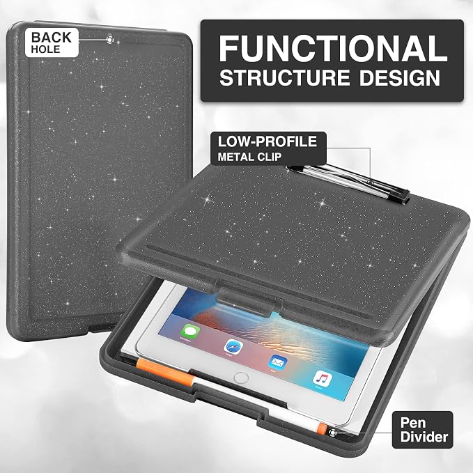 Sooez Clipboard with Storage, Plastic Nursing Clip Board, 8.5" x 11", Work | Sturdy Clipboards Foldable, Cute Hanging Clip Board Case, Teacher, Classroom Must Haves, Office School Supplies, Women & Men