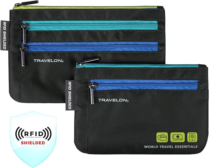 Travelon World Travel Essentials Set of 2 Currency and Passport Organizers