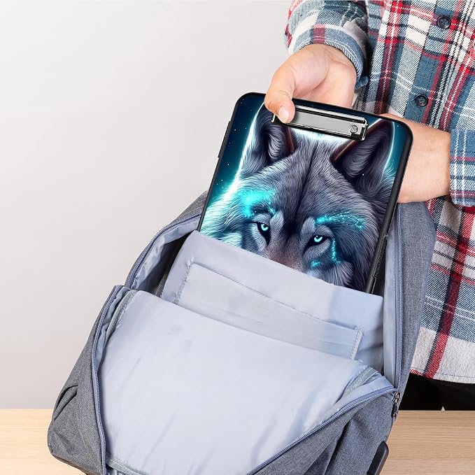 Clipboard with Storage,Heavy Duty Plastic Storage Clipboard with Low Profile Clip,Teacher Must Haves,Office Supplies,Galaxy Wolfs Cyan